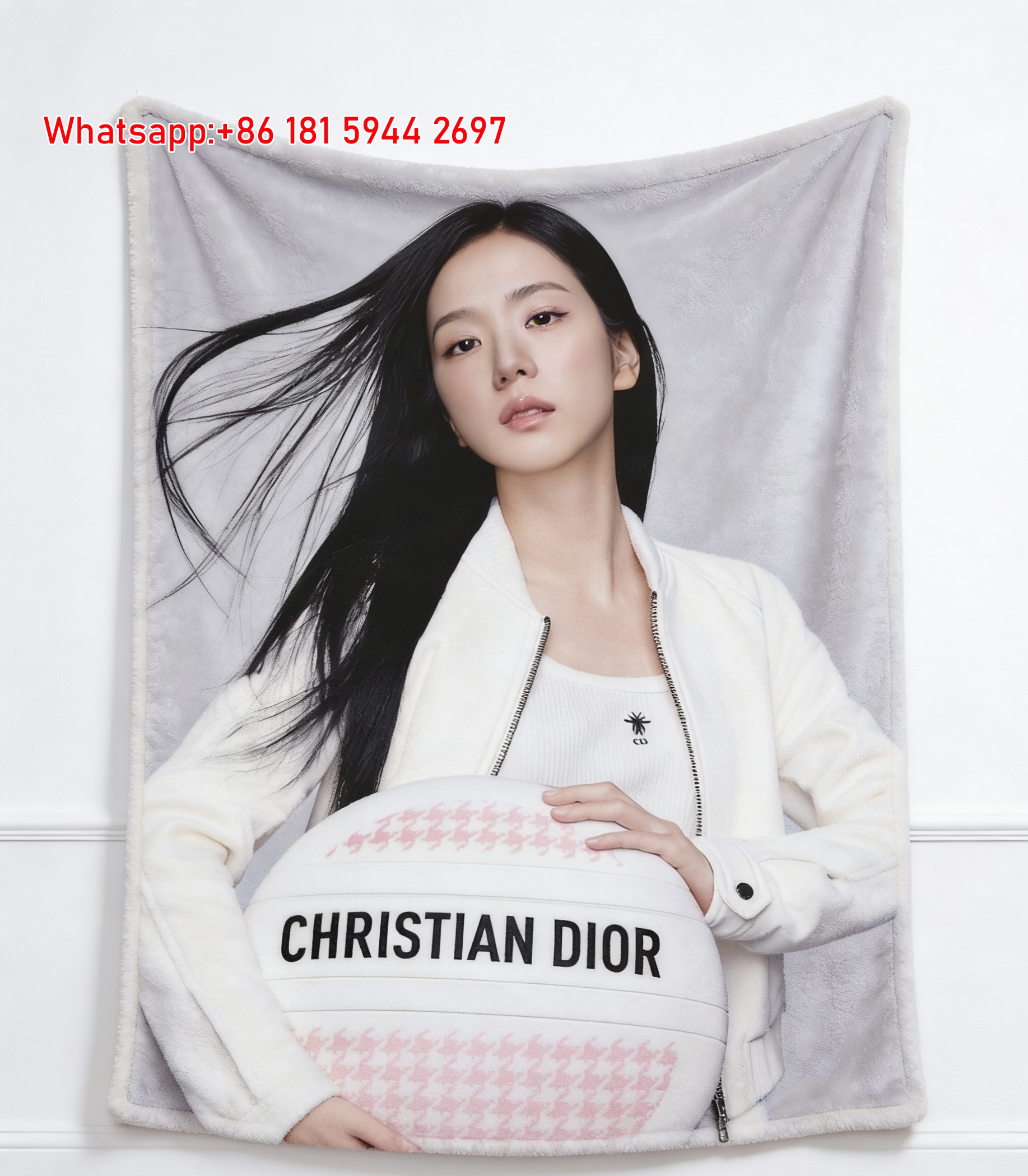Christian Dior Jisoo Houndstooth Flannel Sofa Throw Blanket D297